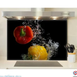 Crédence cuisine fond de hotte Bain de poivrons - Alu composite - L 60 cm x H 45 cm - MaCrédenceDéco
