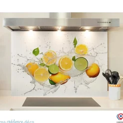 Crédence cuisine fond de hotte Bain de citrons 3 - Alu composite - L 90 cm x H 50 cm - MaCrédenceDéco