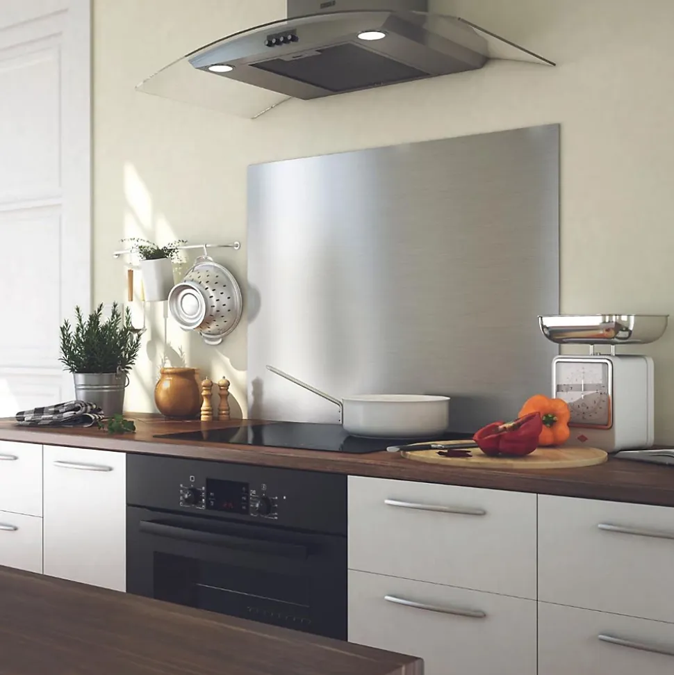 Crédence cuisine fond de hotte Inox - l 60 x H 50 cm