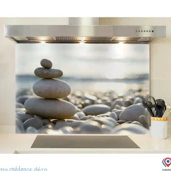 Crédence cuisine fond de hotte Galets sous le soleil - Alu composite - L 60 cm x H 45 cm - MaCrédenceDéco