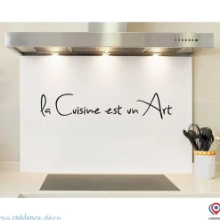 Crédence cuisine fond de hotte Texte La cuisine est un art 1 - Verre trempé - L 60 cm x H 45 cm - MaCrédenceDéco