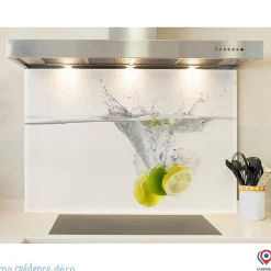 Crédence cuisine fond de hotte Bain de citrons - Verre trempé - L 70 cm x H 60 cm - MaCrédenceDéco