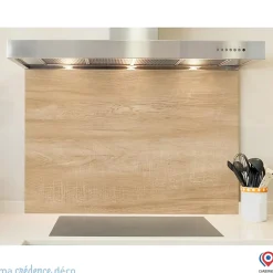 Crédence cuisine fond de hotte Bois brut - Alu composite - L 60 cm x H 45 cm - MaCrédenceDéco