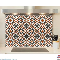 Crédence cuisine fond de hotte Carrelage classique rouge - Alu composite - L 60 cm x H 45 cm - MaCrédenceDéco