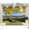 Crédence cuisine fond de hotte feuillage et montagnes - Alu composite - L 90 cm x H 60 cm - MaCrédenceDéco