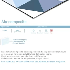 Crédence cuisine fond de hotte A table - Alu composite - L 60 cm x H 45 cm - MaCrédenceDéco