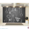 Crédence cuisine fond de hotte Ustensiles sur ardoise - Verre trempé - L 90 cm x H 70 cm - MaCrédenceDéco