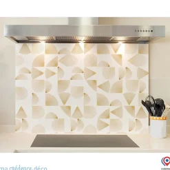 Crédence cuisine fond de hotte Rayonnement doré - Verre trempé - L 90 cm x H 70 cm - MaCrédenceDéco
