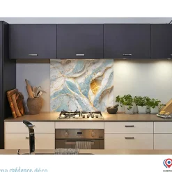 Crédence cuisine fond de hotte Marbre doré 4 - Alu composite - L 60 cm x H 45 cm - MaCrédenceDéco