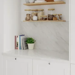 Crédence de cuisine aspect quartz blanc GoodHome Kala l. 300 cm x H. 60 cm x Ep. 8 mm