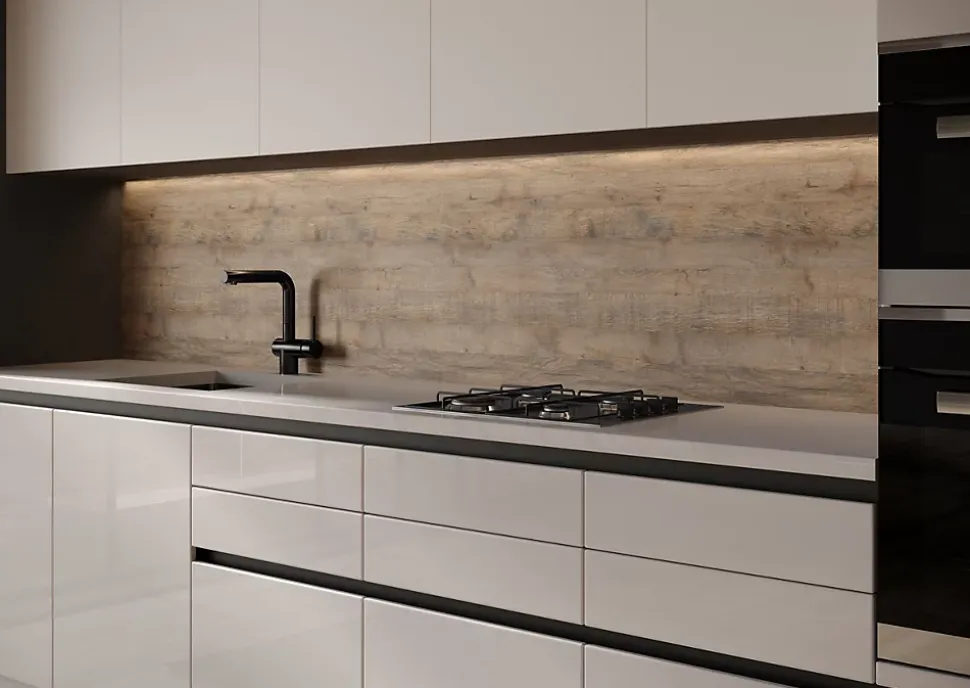 Crédence de cuisine aspect bois vintage GoodHome Berberis l. 200 cm x H. 60 cm x Ep. 10 mm