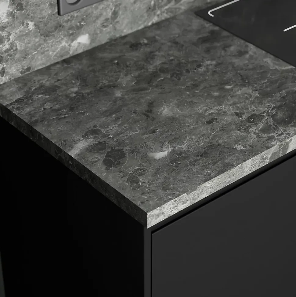 Crédence de cuisine aspect marbre noir GoodHome Kala l. 300 cm x H. 60 cm x Ep. 8 mm