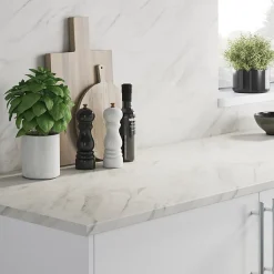 Crédence de cuisine aspect marbre blanc GoodHome l. 200 x H. 60 xm x Ép. 8 mm