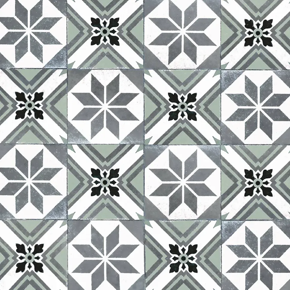 Crédence de cuisine auto-adhésive Caméléo imitation carrelage vert blanc l. 200 cm x H. 40 cm x ép. 0,2 mm