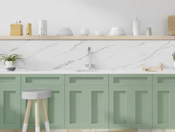 Crédence de cuisine auto-adhésive Caméléo aspect marbre blanc l. 200 cm x H. 40 cm x ép. 0,2 mm