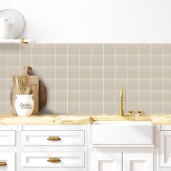 Crédence de cuisine effet carrelage béton beige l. 200 x H. 60 x Ep. 0,3 cm Sauda