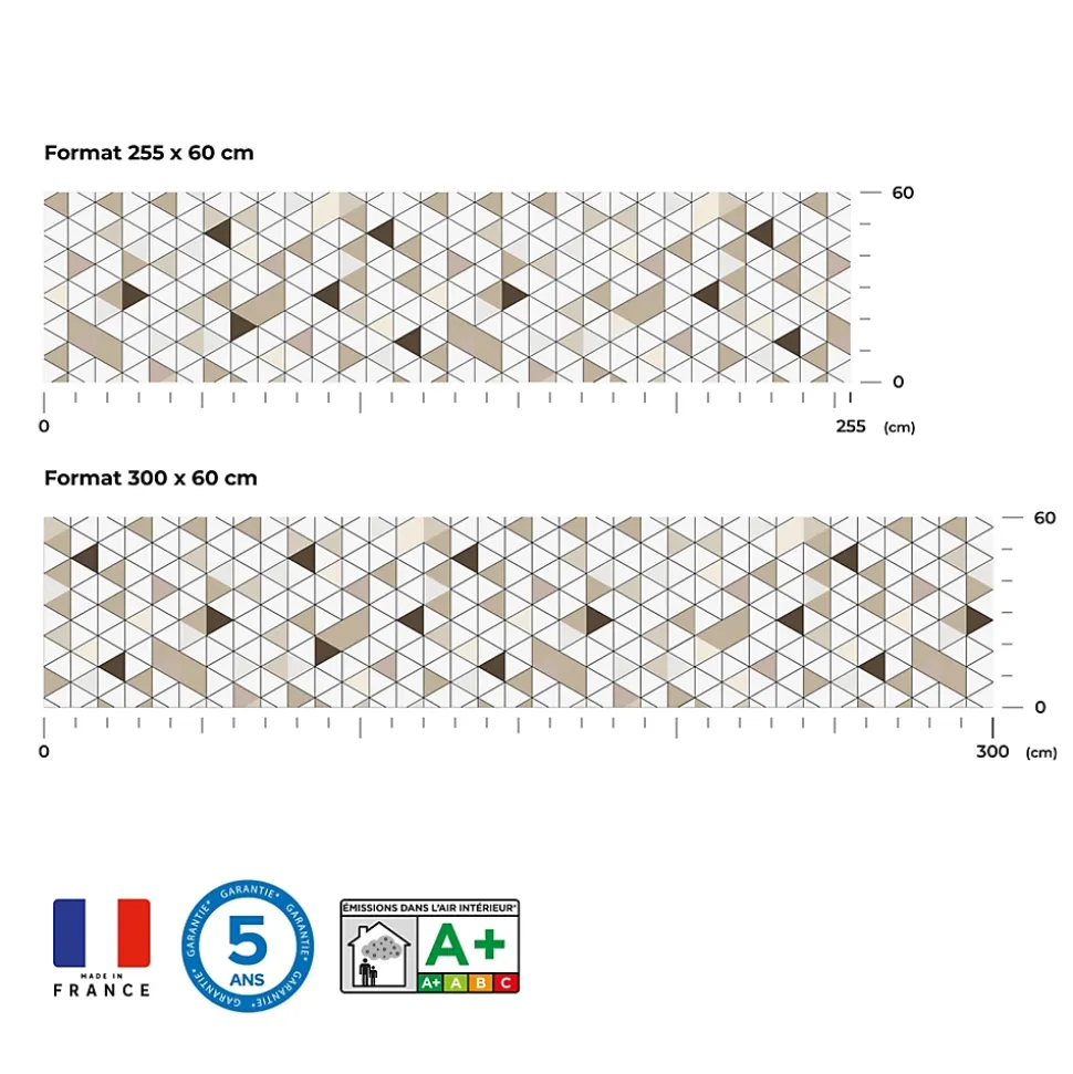 Crédence de cuisine effet mosaïque mosaique carrelée IDPanneaux L. 255 x H. 60 cm