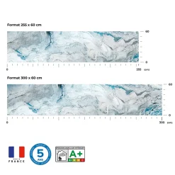Crédence de cuisine effet marbre bleu lagon IDPanneaux L. 300 x H. 60 cm