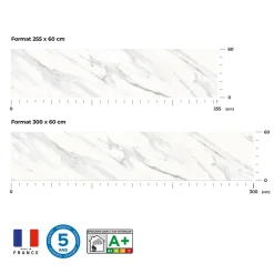 Crédence de cuisine effet marbre blanc IDPanneaux L. 255 x H. 60 cm