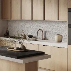 Crédence de cuisine effet terrazzo gris IDPanneaux L. 300 x H. 60 cm