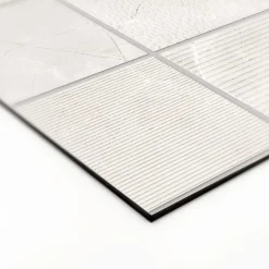 Crédence de cuisine effet marbre blanc carré IDPanneaux L. 255 x H. 60 cm