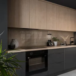 Crédence de cuisine Lacobel Tulup 125x50 cm verre transparent avec fixation par clips