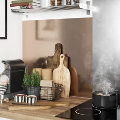 Crédence de cuisine réversible GoodHome cuivre et inox l. 200 cm x H. 60 cm x Ep. 3 mm