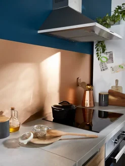 Crédence de cuisine réversible GoodHome cuivre et inox l. 200 cm x H. 60 cm x Ep. 3 mm