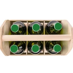 Creative Deco Porte-Bière en Bois pour 6 Bouteilles - Coffret 24x16x30 cm - Panier Cadeau Homme - Range-Bouteilles Pratique