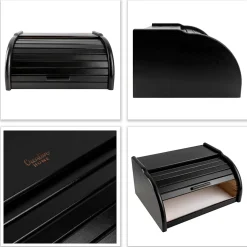 Creative Home Boîte à Pain Noir - 38 x 28,5 x 17,5 cm (+/- 1 cm) - Boite a Pain Bois - Huche à Pain - Boite en Bois