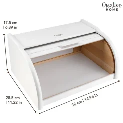 Creative Home Boîte à Pain Blanc - 38 x 28,5 x 17,5 cm (+/- 1 cm) - Boite a Pain Bois - Huche à Pain - Boite en Bois
