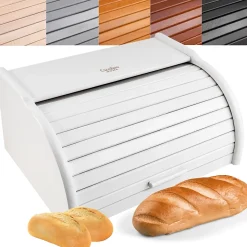 Creative Home Boîte à Pain Blanc - 38 x 28,5 x 17,5 cm (+/- 1 cm) - Boite a Pain Bois - Huche à Pain - Boite en Bois