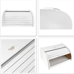 Creative Home Boîte à Pain Blanc - 38 x 28,5 x 17,5 cm (+/- 1 cm) - Boite a Pain Bois - Huche à Pain - Boite en Bois