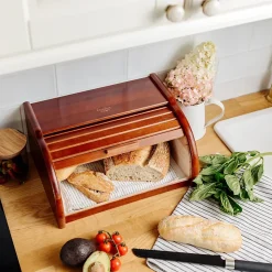 Creative Home Boîte à Pain Brun - 38 x 28,5 x 17,5 cm (+/- 1 cm) - Boite a Pain Bois - Huche à Pain - Boite en Bois