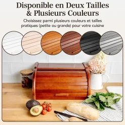 Creative Home Boîte à Pain Brun - 38 x 28,5 x 17,5 cm (+/- 1 cm) - Boite a Pain Bois - Huche à Pain - Boite en Bois