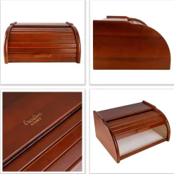 Creative Home Boîte à Pain Brun - 38 x 28,5 x 17,5 cm (+/- 1 cm) - Boite a Pain Bois - Huche à Pain - Boite en Bois