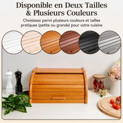 Creative Home Boîte à Pain Aulne - 38 x 28,5 x 17,5 cm (+/- 1 cm) - Boite a Pain Bois - Huche à Pain - Boite en Bois