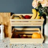 Creative Home Corbeille à Fruits en Bois à Deux Étages 36x28x30cm - Panier de Fruits - Fruits Légumes - Stockage et Organisation