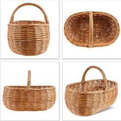 Creative Home Grand Panier Osier Avec Anse 47 x 31 x 36 cm - Marron Naturel - Léger Tressé À La Main