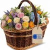 Creative Home Grand Panier Osier Bicolore Avec Anse 48 x 34 x 40 cm - Panier Fruits Cadeau - Brun Naturel