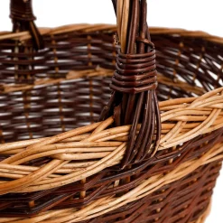 Creative Home Grand Panier Osier Bicolore Avec Anse 48 x 34 x 40 cm - Panier Fruits Cadeau - Brun Naturel