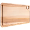 Creative Home Grande Planche a Decouper Bois - 42 x 24,5 x 1,5 cm - avec Rainure pour le Jus - Bois de Hêtre Naturel - Double Face