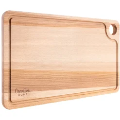 Creative Home Grande Planche a Decouper Bois - 42 x 24,5 x 1,5 cm - avec Rainure pour le Jus - Bois de Hêtre Naturel - Double Face