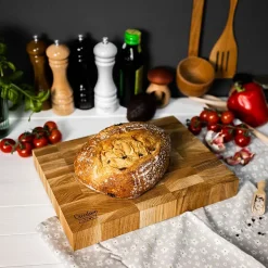 Creative Home Grande Planche a Decouper Bois 32 x 24 x 4 cm - Grand Bloc de Bouchers Professionnels - Chêne Naturel - Double Face