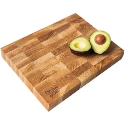 Creative Home Grande Planche a Decouper Bois 32 x 24 x 4 cm - Grand Bloc de Bouchers Professionnels - Chêne Naturel - Double Face