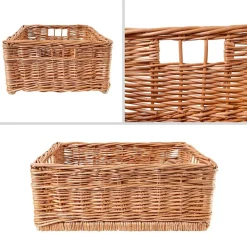 Creative Home Lot de 3 Panier De Rangement En Osier 40 x 30 x 16 cm - Petit Panier Tressé Pour Salle De Bain Cuisine Maison