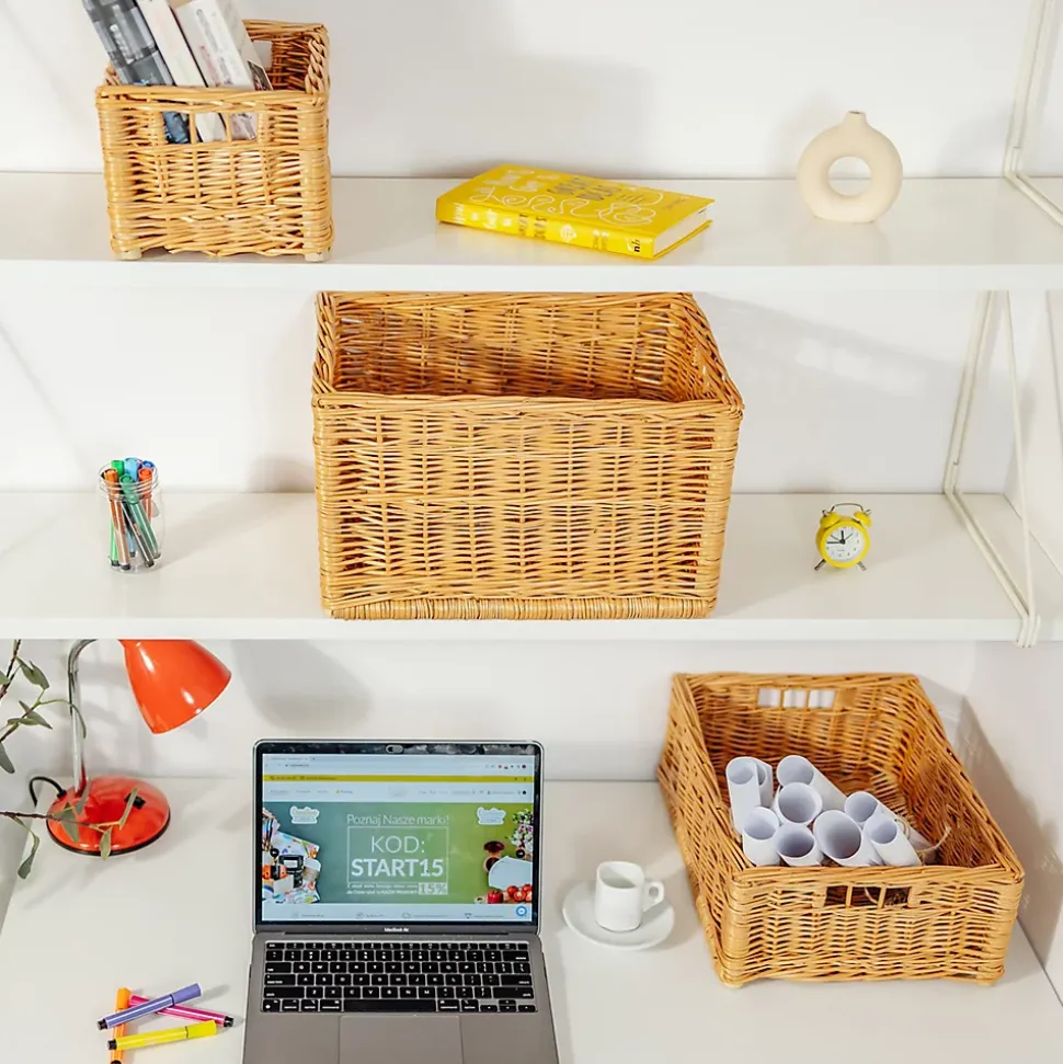 Creative Home Lot de 3 Panier De Rangement En Osier 40 x 30 x 16 cm - Petit Panier Tressé Pour Salle De Bain Cuisine Maison