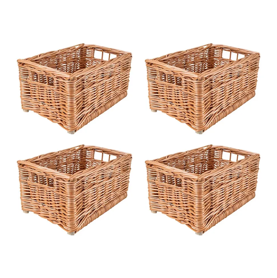 Creative Home Lot de 4 Panier De Rangement En Osier 30 x 20 x 16 cm - Petit Panier Tressé Pour Salle De Bain Cuisine Maison