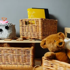 Creative Home Lot de 4 Panier De Rangement En Osier 30 x 20 x 16 cm - Petit Panier Tressé Pour Salle De Bain Cuisine Maison