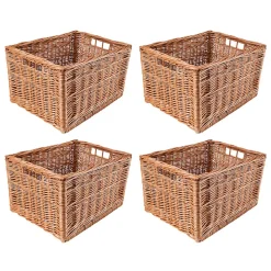 Creative Home Lot de 3 Panier De Rangement En Osier 40 x 30 x 24 cm - Petit Panier Tressé Pour Salle De Bain Cuisine Maison